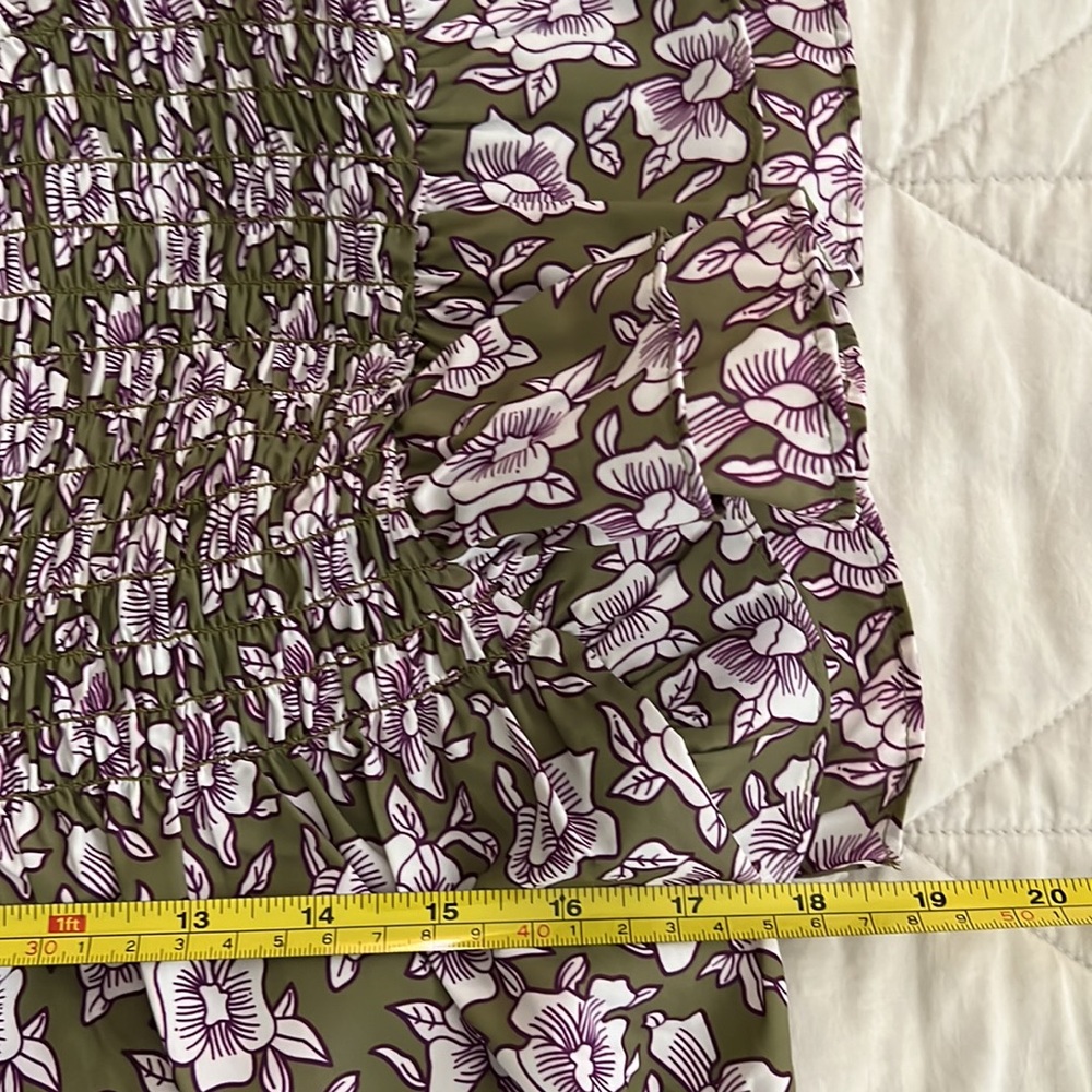 THML smocked Floral Blouse puff sleeve XS - Picture 14 of 16